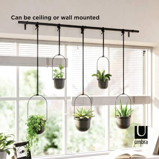 Umbra Black Triflora Hanging Planter Set